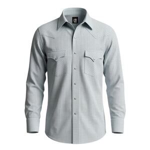 Karman‎ Mens M Western Cowboy Saloon Retro Outdoors Minimalist Pearl Snap Shirt